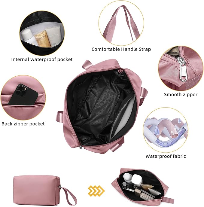 LARVENDER Luggage Sets 5 Piece with Duffel Bag Expandable(Only 28 inch) Hardside PP Carry On Luggage with 360° Spinner Wheels TSA Lock Luggage Sets for Women, Pink