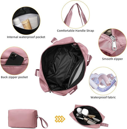 LARVENDER Luggage Sets 5 Piece with Duffel Bag Expandable(Only 28 inch) Hardside PP Carry On Luggage with 360° Spinner Wheels TSA Lock Luggage Sets for Women, Pink
