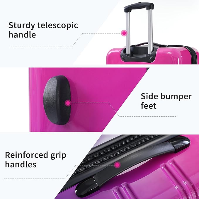 Hardshell Luggage Sets 3 Piece Gradient Color Expandable Suitcase with Spinner Wheels and TSA Lock