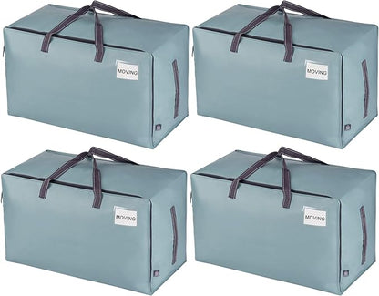 VENO 4 Pack Moving Bags and Large Christmas Decoration Storage Bins with lids. Alternative to Moving Boxes, Packing Supplies for College. Heavy Duty Totes (Light Blue Matte, 4 Pack)