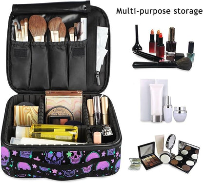 MNSRUU Women Makeup Bag Stars Purple Skulls Makeup Bag Organizer Travel Cosmetic Bag for Teenage Girl Clear Make Up Bags with Zipper