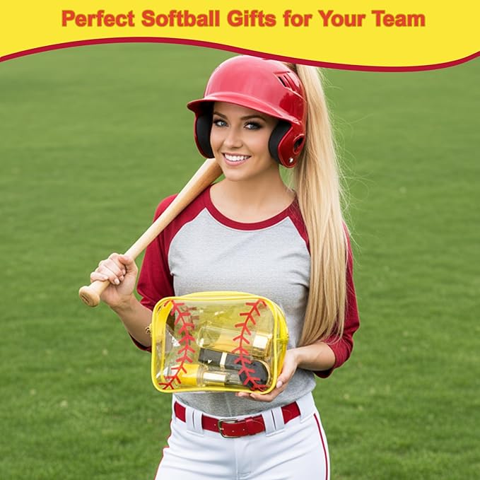 40 Pack Softball Clear PVC Makeup Bags Bulk, Cosmetic Pouch Waterproof Travel Small Pouches with Zipper for Men and Women Carry-on Traveling Essentials Bags