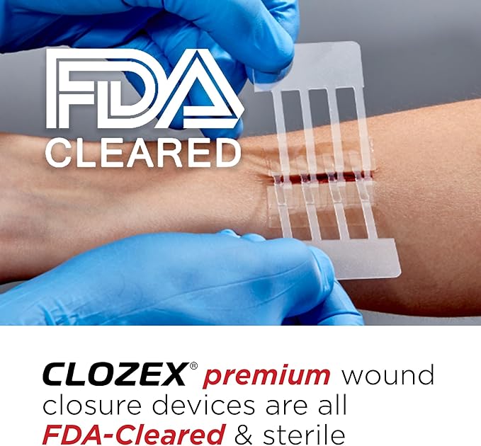 Clozex Emergency Laceration Closures - Repair Wounds Without Stitches, Skin Closure Device for 3 Individual Wounds Or Combine for Total Length of 4 1/4 Inches