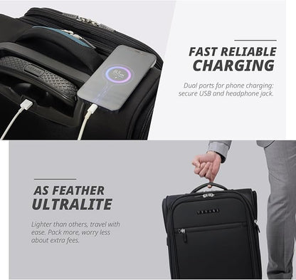 Verage Under Seat Luggage with Wheels, Softside Expanable Small Suitcase Carry On Luggage Bags for Airlines Airplanes Short Trip Men Women (Black, 16-Inch Rolling Underseat)