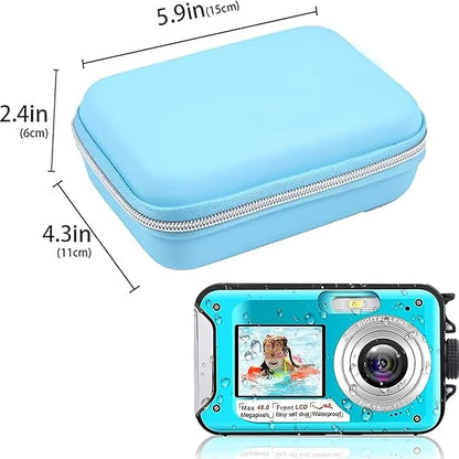 Leayjeen underwater camera case Compatible with YISENCE/HICSHON Waterproof Digital Camera Underwater Camera Full HD 2.7K 48 MP Video Recorder and More Accessories-Blue(Case Only)