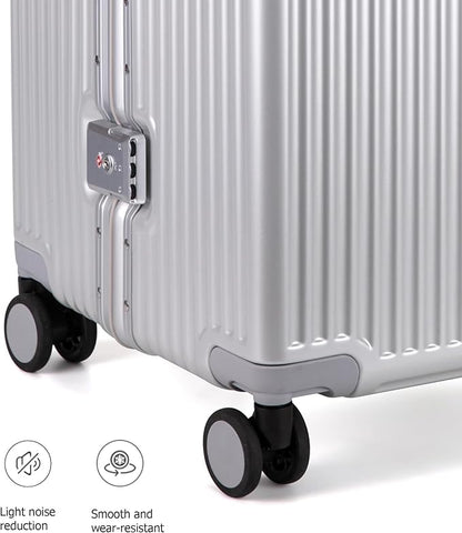 feilario 30in Super Large Captain Aluminum Frame Hardside Spinner Wheels Luggage, Removable Wheels Zipperless Checked Suitcase with Cup Holder/Phone Holder
