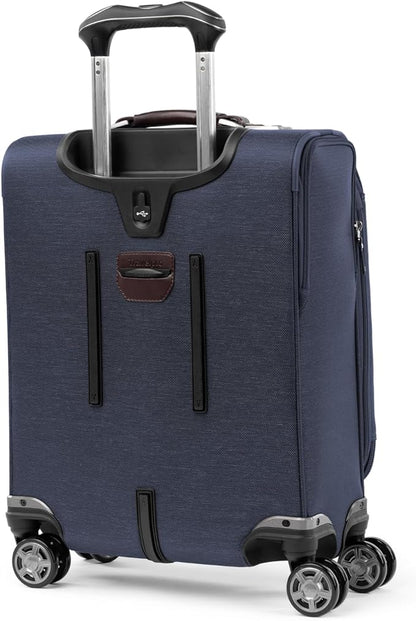 Travelpro Platinum Elite Softside Expandable Carry on Luggage, 8 Wheel Spinner Suitcase, USB Port, Men and Women, International, True Navy, Carry On 19-Inch