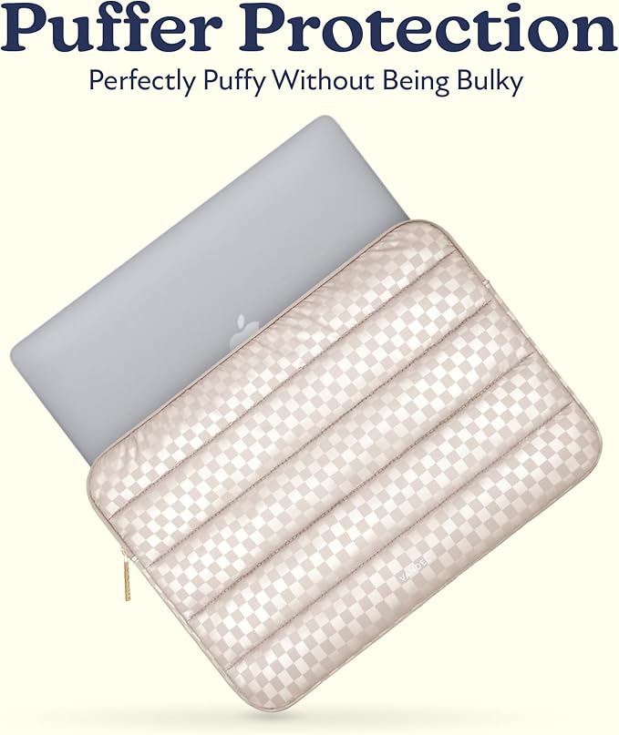Vandel Puffy Laptop Sleeve Case, 13-14 inch Laptop Sleeve Bag Case 13.3 Inch, Compatible with MacBook Air/Pro 13 / Pro 14, iPad Pro 12.9, HP Dell ASUS, Cute Checker Mac Book Computer Bag Cover