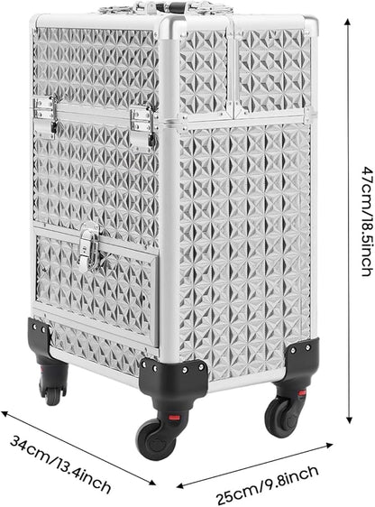 Large Capacity Makeup Organizer for Professional, Stylist Beauty Salon Cosmetic Luggage, Travel Makeup Case with Lock, for Barber Stores, Hairdressing Colleges, Homes
