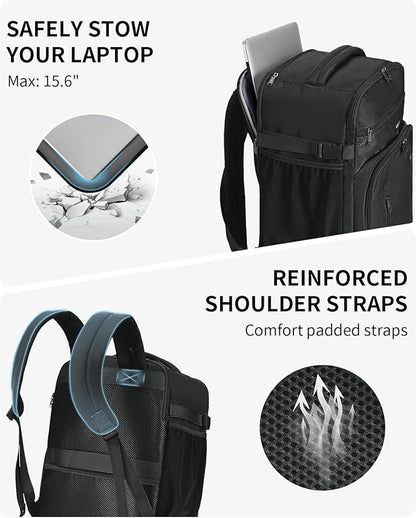 ECOHUB Travel Backpack for Men, 18x14x8 Spirit Airlines Personal Item Bag with Clear Toiletry Bag, Laptop Carry on Backpack with USB Port, Airline Approved Under Seat 14 Pockets 30L, Black