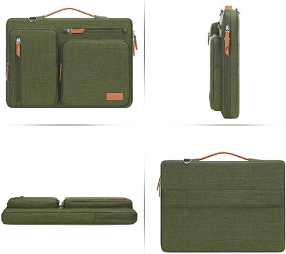 MOSISO 360 Protective Laptop Shoulder Bag,17-17.3 inch Computer Bag Compatible with MacBook, HP, Dell, Lenovo, Asus Notebook,Side Open Messenger Bag with 4 Zipper Pockets&Handle, Olive Green