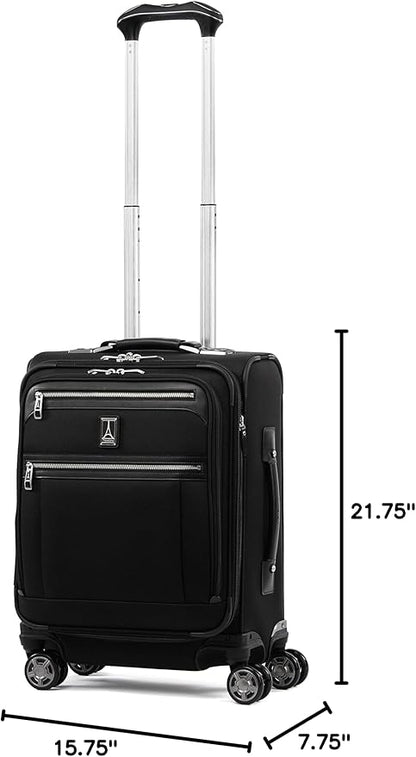 Travelpro Platinum Elite Softside Expandable Carry on Luggage, 8 Wheel Spinner Suitcase, USB Port, Men and Women, International, Shadow Black, Carry On 19-Inch