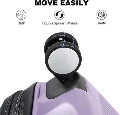 Luggage Sets 3 Piece, Lightweight Expandable PC Hardside Durable Suitcases with Spinner Wheels & TSA Lock, 20/24/28 Inch, Purple