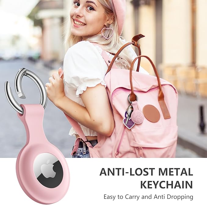 Lerobo Flower Engraved AirTag Holder Compatible with Apple AirTags 4 Pack for Kids Soft Silicone AirTag Case with Keychain Protective Air Tags Dog Collar Cute Air Tag Holder for Bags Keys Trackers