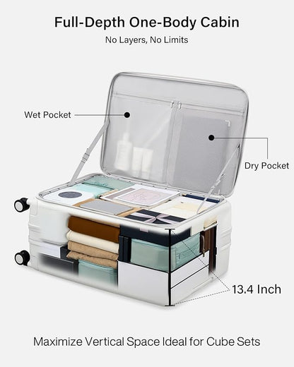 Hanke Hardside Expandable Large Checked Luggage, 28 Inch Top Opening Trunk Luggages with Spinner Wheels, All-PC Hard Shell Suitcase, Lightweight TSA Approved (Smoke White, 120L)