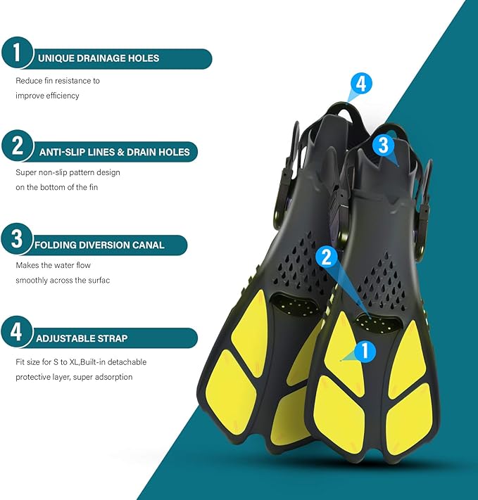 Kids Snorkeling Set Children Mask Fin Snorkel Set Snorkeling Gear Snorkel Mask + Adjustable Swimming Kids Flippers+ Dry Snorkel Tube + Travel Bags