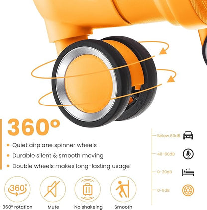 Merax Luggage Set 4 Piece Suitcase with Case Expandable Spinner Wheels Hardshell Airplane Approved Luggage Sets,Orange,14/20/24/28
