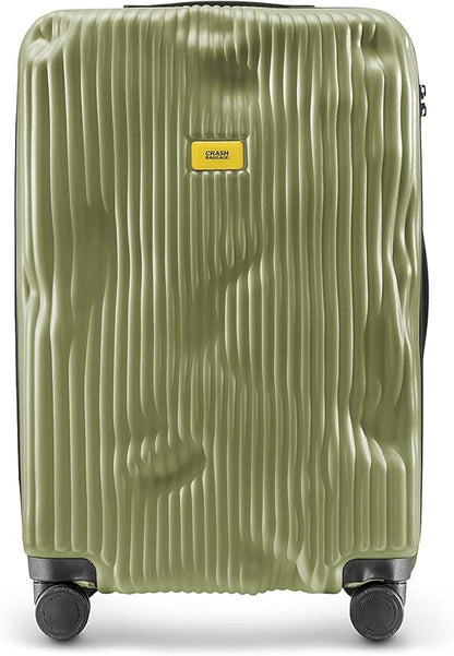 CRASH BAGGAGE Stripe Suitcase | Olive | 66L | 100% Polycarbonate, TSA-Approved Lock, 360° Spinning Wheels
