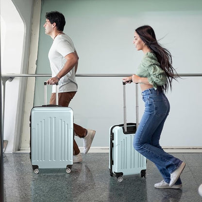Karl home Luggage Sets 3 Piece, ABS Hardside Suitcase Set with Double Spinner Wheels & TSA Lock for Travel Business, 3-Piece Set (20/24/28), Mint Green