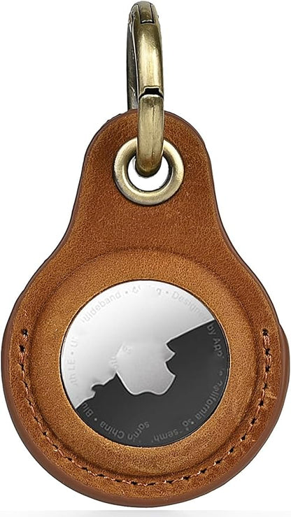 Tusks Land for Airtag Keychain, Compatible with Apple AirTag Holder, Genuine Leathe Anti-Loss Tracker Case for Dogs, Cats, Pets, Keys, Bags, Luggage, Durable & Stylish Accessory