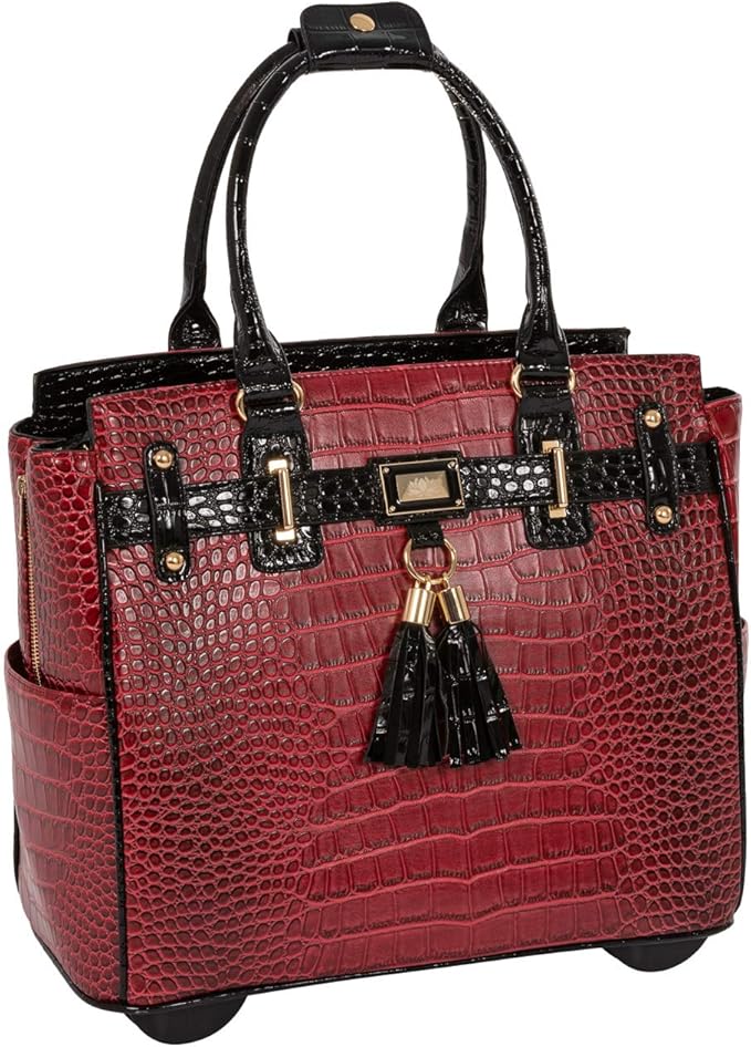 JKM & Company Rolling Laptop Bag for Women | Designer Wheeled Briefcase | Fits 13-17" Laptops | Office Travel Computer Case