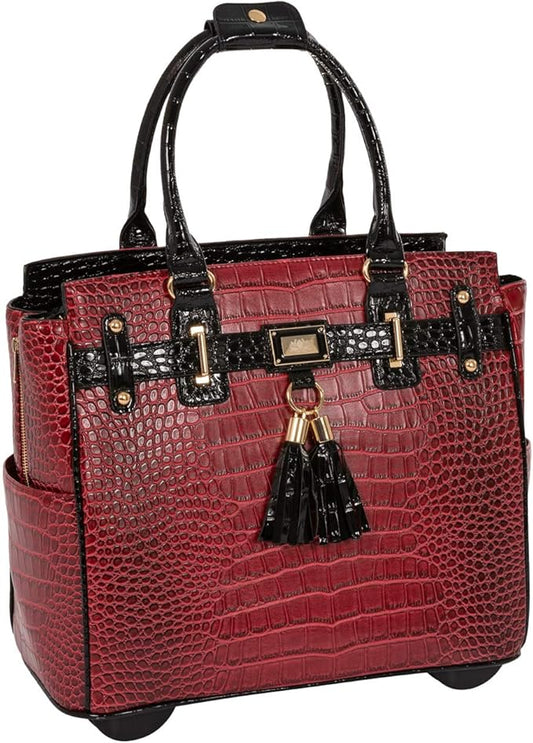 JKM & Company Rolling Laptop Bag for Women | Designer Wheeled Briefcase | Fits 13-17" Laptops | Office Travel Computer Case
