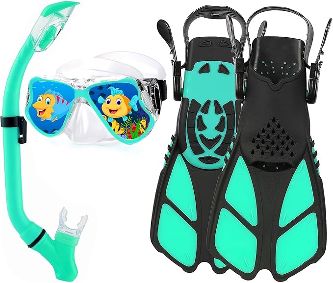 Snorkeling Gear for Adults with Fins Scuba Diving Gear Adult Professional Travel Snorkel Sets with Flippers,Anti-Fog Anti-Leak Diving Mask