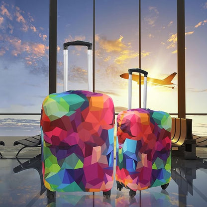 Explore Land Travel Luggage Cover Suitcase Protector Fits 23-26 Inch Case (Geometry, M)