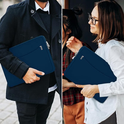 Laptop Sleeve 15.6 inch, Shockproof Protective Laptop Cover Briefcase Carrying Bag with Accessory Pocket, Portable Computer Case Compatible with MacBook, HP, Dell, Lenovo, Asus, Blue