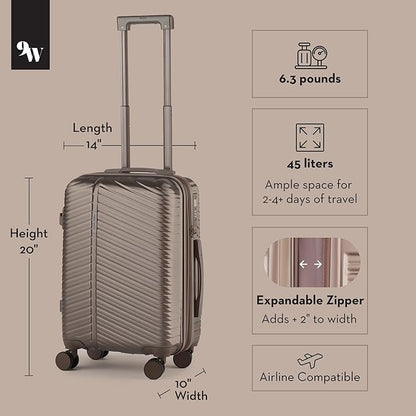 Nine West Zion 20" Inch Smart Carry On Luggage with Wheels, Hardshell Suitcase with Cup Holder & USB Port for Charging, Airline Approved Cabin Bag Chocolate Martini