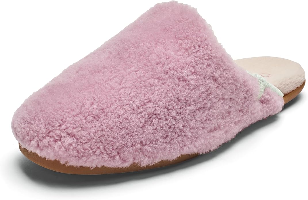 OLUKAI Hale Mule Women's Slipper, Women's Slip-On Shoes, Genuine Shearling with Fleece Lining, Wet Grip Soles for Inside & Outside Wear, Cute & Ultra-Soft Comfort Fit