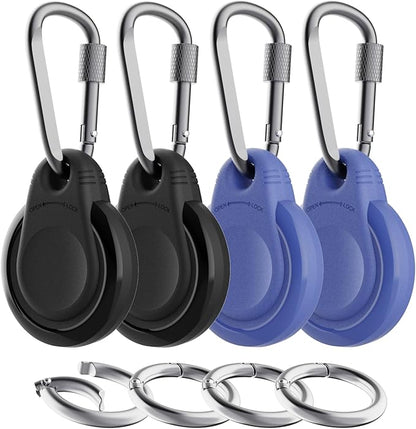 Waterproof Holder for AirTag Keychain Lock Case for Apple AirTags Keyring Durable Lightweight Cover for AirTag for Keys Kids Luggage Backpacks Pet Collar Black Blue 4Pack