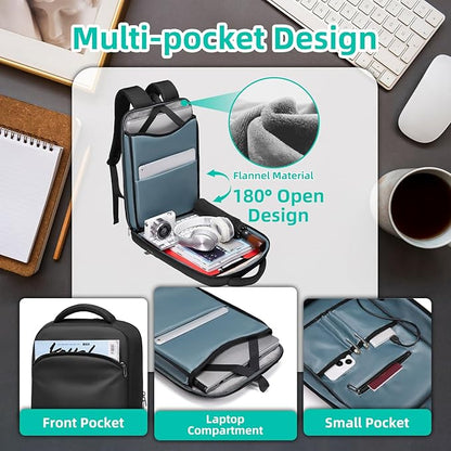 Slim Laptop Backpack for Men 15.6 inch Mens Computer Backapcks Small Travel Backpack Lightweight Waterproof Anti Theft Business Carry on Bag with USB Charging Port for Work Office College