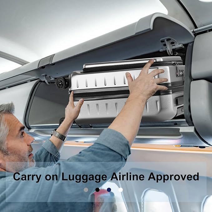 Carry On Luggage 22×14×9 Airline Approved, 20 Inch Lightweight ABS+PC Hard Shell Suitcases with Front Pocket, Spinner Wheels, TSA Lock (Dark Gray, 1PC)
