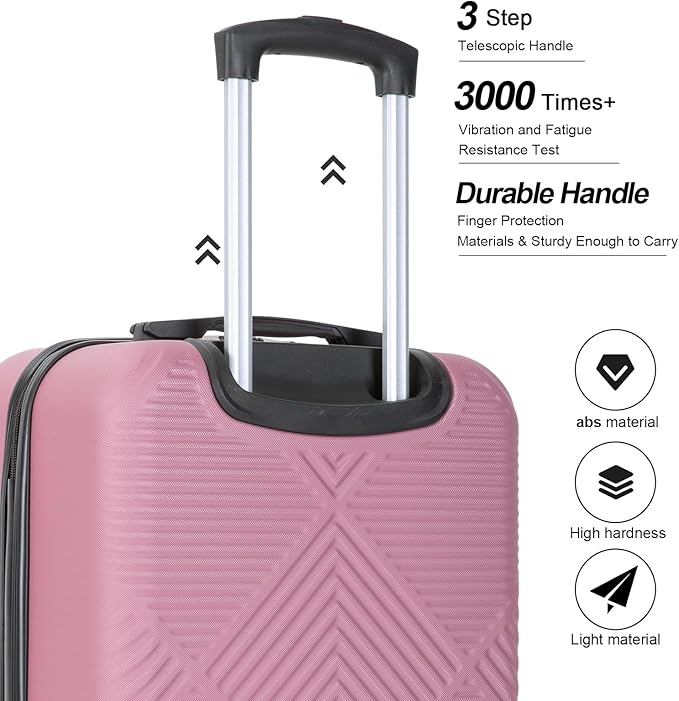 2 Piece Carry on Luggage Set, Airline Approved 20 Inch Luggage with Cosmetic Case HardShell Suitcase with Spinner Wheels, Lightweight Durable Hardside Suitcases Set, Pink