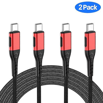 Durcord USB C Cable, 2Pack 60W 6ft USB C to USB C Charger Cable Fast Charging for Android/Phone/Pad, Type C to Type C Charger Braided Compatible with iPhone 15 Pro/Plus/Max/Android/Phone/Pad Red
