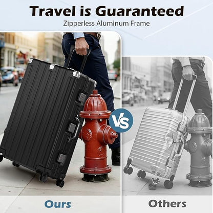 Krute Large Luggage 28 inch Zipperles Suitcase With Spinner Wheels USB Charger Hardside PC Aluminum Frame Luggages Checked Suitcases with TSA Lock (1 Piece)