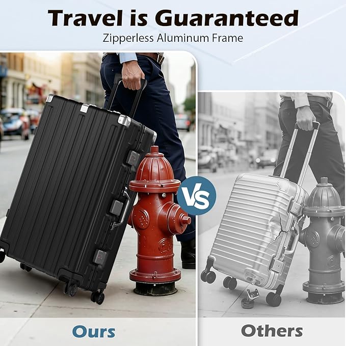 Krute Luggage Sets 2 Pieces Aluminum Frame Suitcase With Spinner Wheels 20 28 Inch Hardside No Zipper PC Luggages with USB Charger