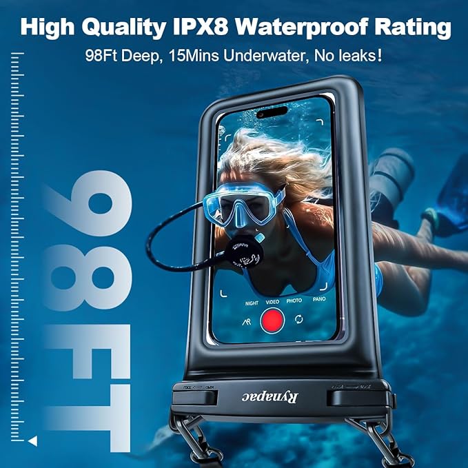[Up to 8.5''] Floating Waterproof Phone Pouch 2 Pack, IPX8 Double Space Waterproof Phone Case with Lanyard for iPhone 17 16 15 Pro Max, Galaxy S25 Ultra, Cellphone Dry Bag Beach Cruise Ship Essentials