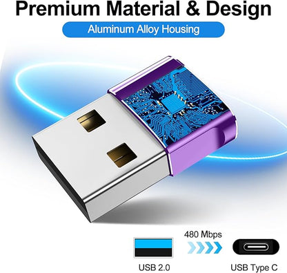 𝟒𝐏𝐚𝐜𝐤 𝐔𝐩𝐠𝐫𝐚𝐝𝐞𝐝 USB to USB C Adapter,Type-C Female to A Male Car Charger OTG Converter for Apple Watch Ultra 8 9 10,iPhone 16 15 14 13 Pro Max,Samsung S24,Nintendo Switch,AirPods,iPad,Car