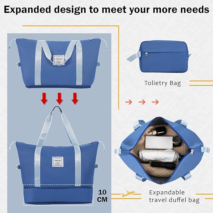 Merax Luggage Sets 4 Piece Suitcase Set, Expandable Hardside 20 IN & 28 IN Suitcase Set with Duffel Bag, Lightweight Travel Luggage with Spinner Wheels and TSA Lock(Dark Blue)