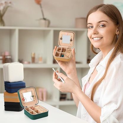 10 Pcs Travel Jewelry Case Bridesmaid Gift Boxes Jewelry Travel Organizer With Mirror Small Jewelry Box Mini Storage Organizer Box for Women Girls Earrings Rings Necklaces