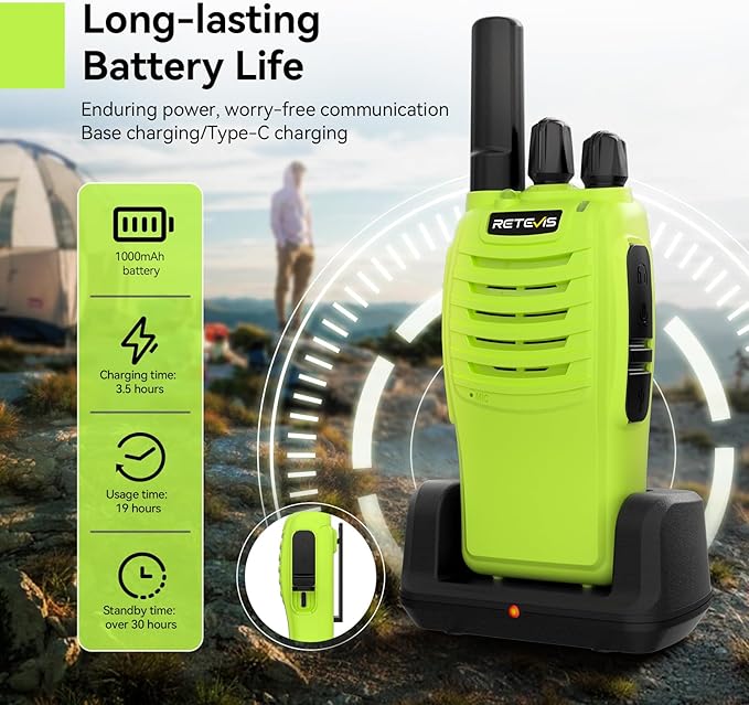 Retevis H-777 Walkie Talkies for Adults, 2 Way Radios Rechargeable Walkie Talkies Long Range, Portable FRS Two-Way Radios, Emergency Alarm LED Flashlight Type C Charger for Family Outdoor Trip(3 Pack)