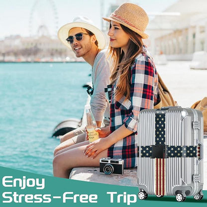 Slohif Luggage Straps for Suitcases Travel Belt Accessories Luggage Connector Identifiers Over Handle with Buckle Unique Nylon Adjustable Strap for Sleeping Bag Car Seat Flag(2 Pack)