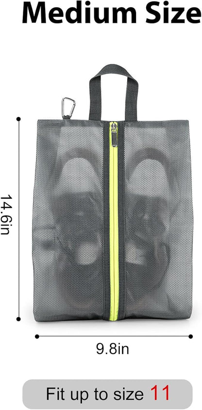2 Pack Shoe Bags for Travel, Sneaker Bags, Waterproof Travel Shoe Bags with Zipper for Packing, Golf Shoe Dust Bags for Man and Women, Medium, Grey