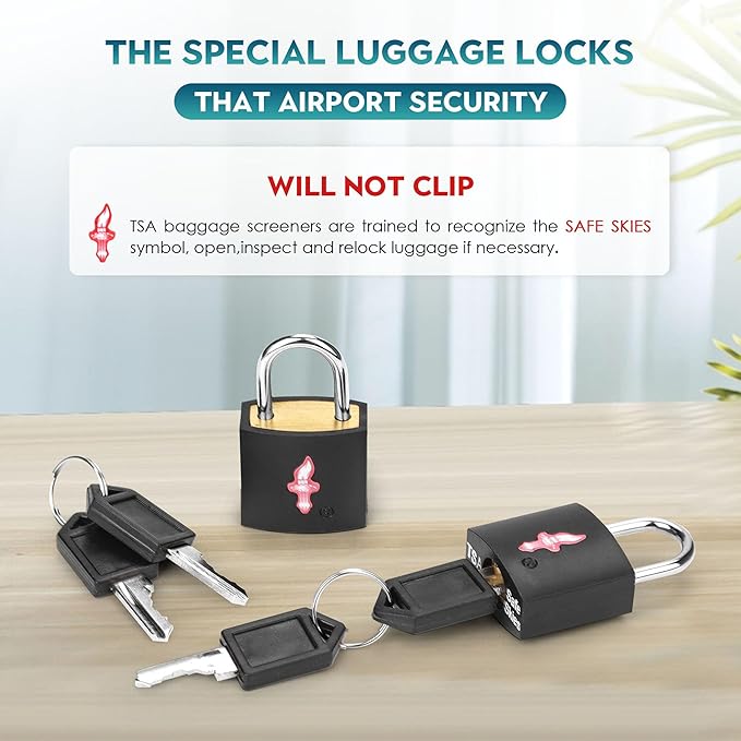 6 Pack Color Mixed TSA Luggage Locks with Key and Travel Tag - TSA Approved, Family Set Lock for Backpacks, Bags and Luggage