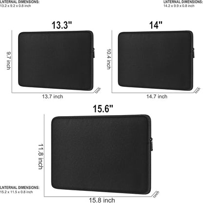 Laptop Sleeve 15.6 Inch, Shockproof Protective Traveling Computer Case, Water Resistant Portable Laptop Carrying Bag Compatible for Lenovo, HP, Dell, Asus,MacBook, Notebook, Black