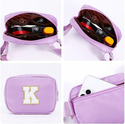 YOOLIFE Gifts for Girls - Crossbody Belt Bag, Personalized Communion & Birthday Gift, Purple Initial Sling Bag