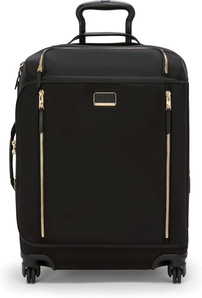 TUMI - Voyageur Leger 4 Wheeled Luggage - Women's Lightweight and Spacious, Sleek Silhouette, Durable Premium Suitcase - 21.8" Continental Expandable Carry-On, Black with Gold Hardware