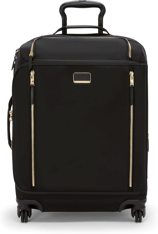 TUMI - Voyageur Leger 4 Wheeled Luggage - Women's Lightweight and Spacious, Sleek Silhouette, Durable Premium Suitcase - 21.8" Continental Expandable Carry-On, Black with Gold Hardware